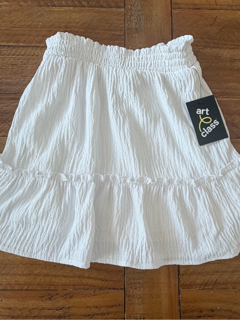 art class White Ruffle Tiered Mini Skirt